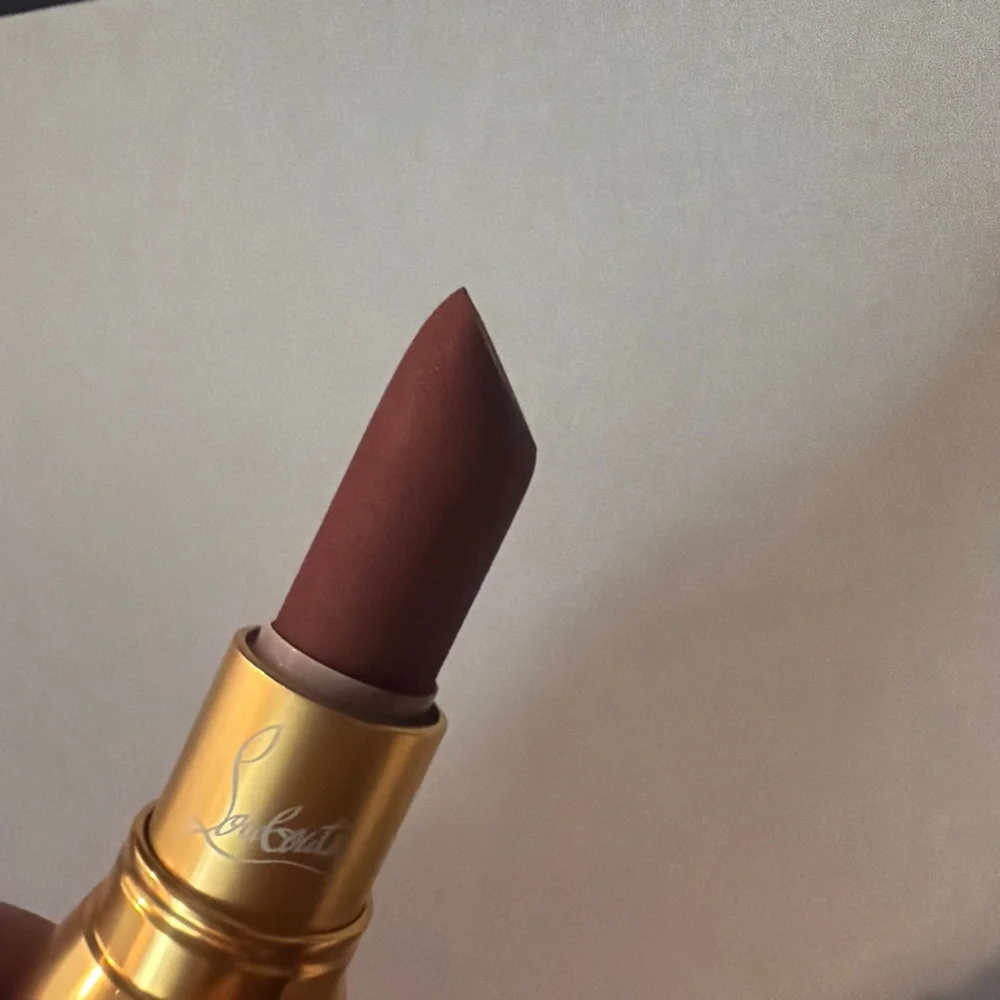 Women's Christian Louboutin Matte Dark Red Burgundy Lipstick in Gold Metal Case